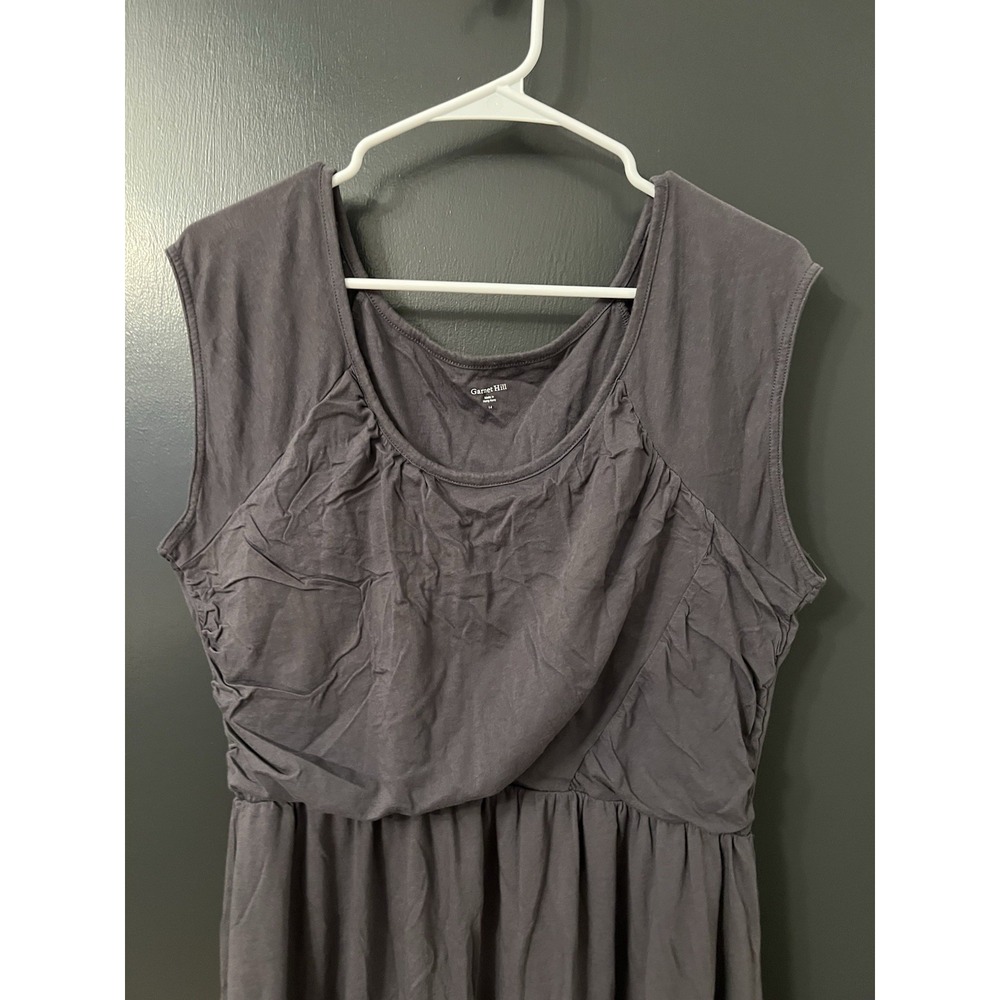 Garnet Hill Fit & Flare Dress Womens 14 Gray Sleeveless Stretch Knit Pockets - Picture 2 of 4